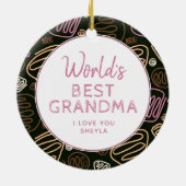 Best Grandma Pink One Line Pattern Foto Keramisch Ornament (Achterkant)