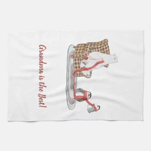 Best Grandma Polar Beer Penguin Friends Winter Theedoek (Horizontaal)