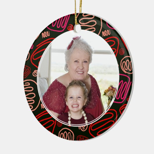 Best Grandma Red One Line Pattern Foto Keramisch Ornament (Links)