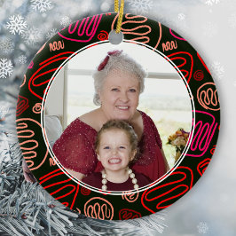 Best Grandma Red One Line Pattern Foto Keramisch Ornament