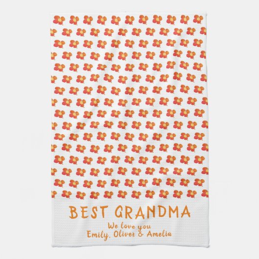 Best Grandma Red Summer Flower Pattern Theedoek (Verticaal)