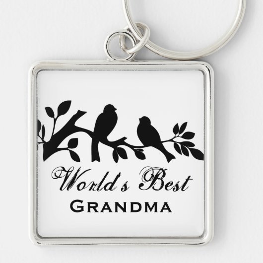 Best Grandma sparrows silhouette branch Sleutelhanger (Voorkant)