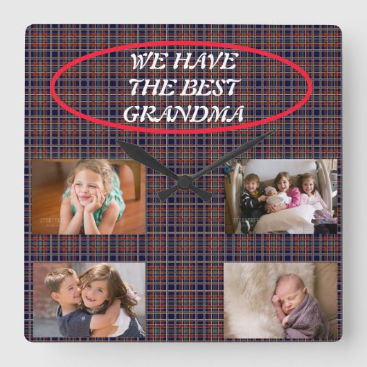 Best Grandma Square Wall klok (Voorkant)