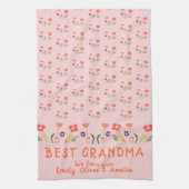 Best Grandma Summer Flower Pattern Tekening Theedoek (Verticaal)