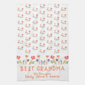 Best Grandma Summer Flower Pattern Tekening Theedoek (Verticaal)