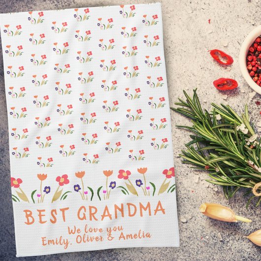 Best Grandma Summer Flower Pattern Tekening Theedoek