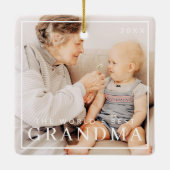 Best Grandma Two Photo Holiday Keramisch Ornament (Achterkant)