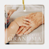 Best Grandma Two Photo Holiday Keramisch Ornament (Voorkant)