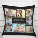 Best Grandouders Photo Collage Black Kussen<br><div class="desc">Geef 's werelds beste grootouders een aangepast fotokussen met een 8-fotocollage van hun kleinkinderen,  hun namen en 's werelds beste grootouders' in elegante witte typografie op een zwarte achtergrond.</div>