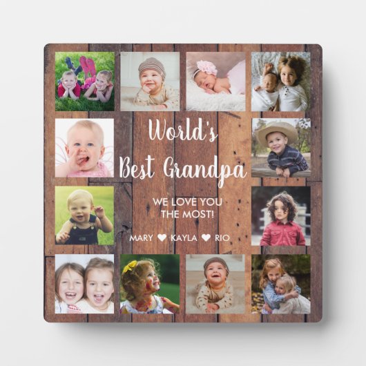 Best Grandpa 12 Photo Collage Pallet Wood Fotoplaat (Voorkant)