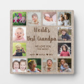 Best Grandpa 12 Photo Collage Rustic Wood Fotoplaat (Voorkant)