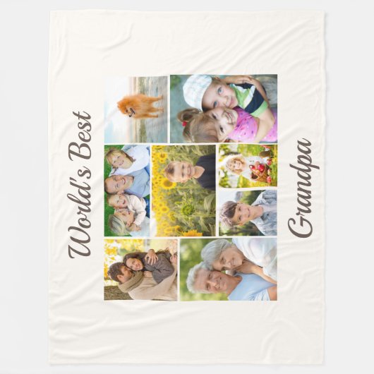 Best Grandpa 8 Photo Collage ter wereld Fleece Deken (Voorkant)