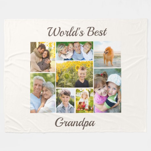 Best Grandpa 8 Photo Collage ter wereld Fleece Deken (Voorkant (Horizontaal))