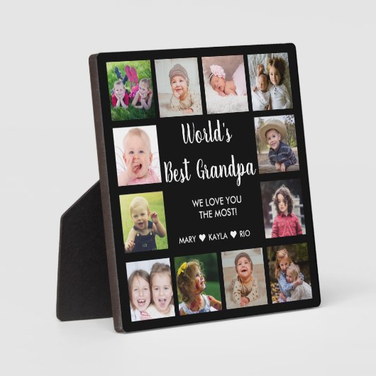 Best Grandpa Black 12 Photo Collage Fotoplaat (Voorkant)