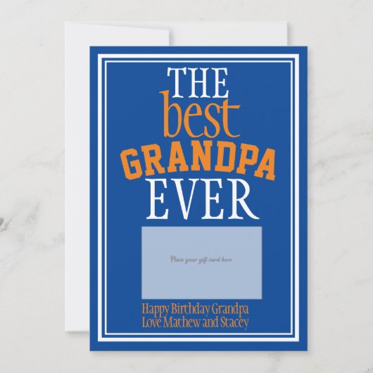 Best Grandpa Blue Typography Cadekaarthouder (Voorkant)