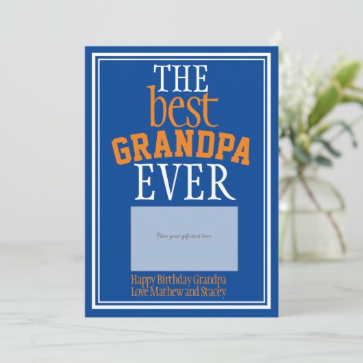 Best Grandpa Blue Typography Cadekaarthouder (Staand voorkant)