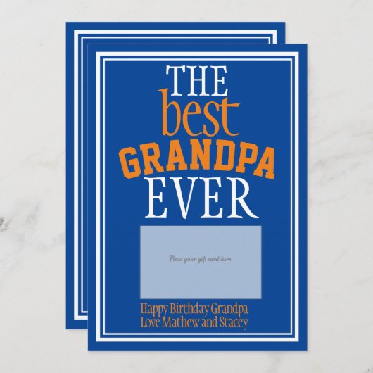 Best Grandpa Blue Typography Cadekaarthouder (Voorkant / Achterkant)