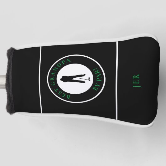Best Grandpa By Par Funny Black and Green Putter Golfheadcover (Voorkant)