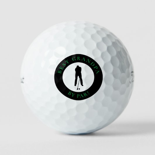 Best Grandpa By Par Funny Black Green Golfer Gift Golfballen (Voorkant)
