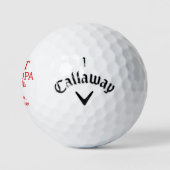 Best Grandpa by par Modern red text Custom Name  Golfballen (Logo)
