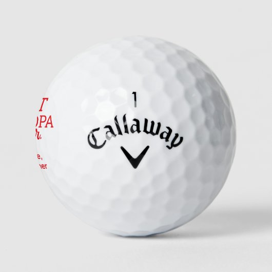 Best Grandpa by par Modern red text Custom Name  Golfballen (Logo)
