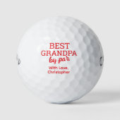 Best Grandpa by par Modern red text Custom Name  Golfballen (Voorkant)