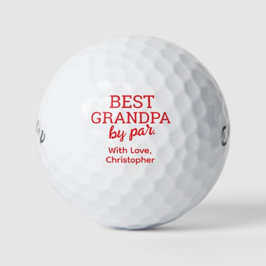 Best Grandpa by par Modern red text Custom Name  Golfballen (Voorkant)