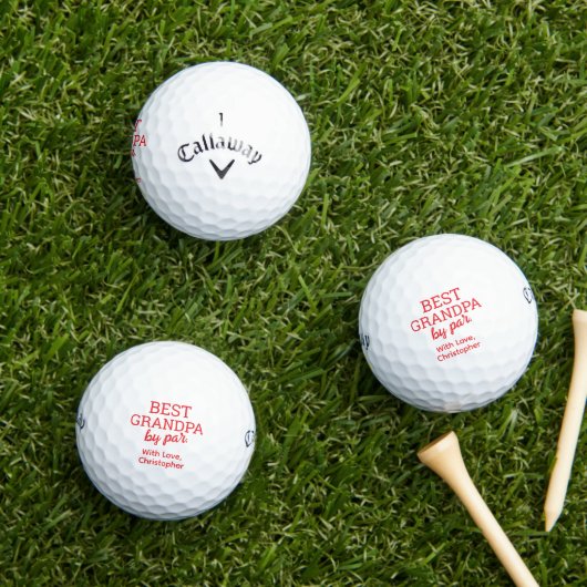 Best Grandpa by par Modern red text Custom Name  Golfballen (Insitu Gras)