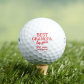 Best Grandpa by par Modern red text Custom Name  Golfballen (Insitu Shirt)