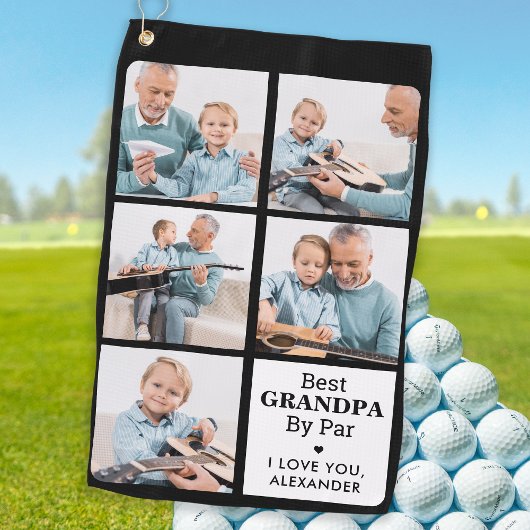 Best GRANDPA by Par - Personated 5 Photo Collage Golfhanddoek