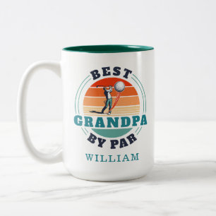 Best Grandpa by Par Retro Golfing Gifts Holiday Tweekleurige Koffiemok