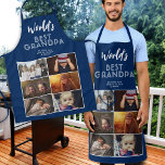 Best Grandpa Custom 6 Photo Collage Schort<br><div class="desc">'s Werelds Beste Opa Custom 6 Fotocollage Schort. 6 foto's en 's Werelds beste opa in moderne witte typografie op een blauwe achtergrond. Personaliseer het schort met uw foto's. Geweldig cadeau en een lief aandenken voor een opa voor Vaderdag,  verjaardag of Kerstmis.</div>
