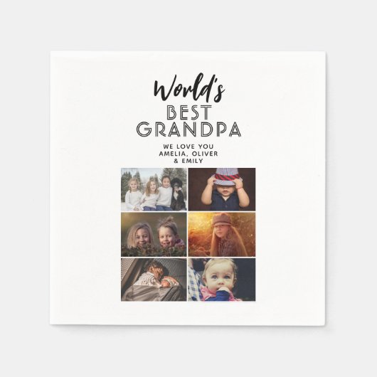 Best Grandpa Custom 6 Photo Collage Servet (Voorkant)