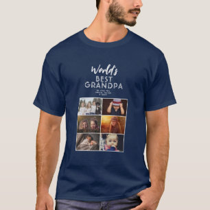 Best Grandpa Custom 6 Photo Collage T-shirt