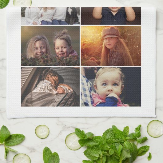 Best Grandpa Custom 6 Photo Collage Theedoek (Gevouwen)