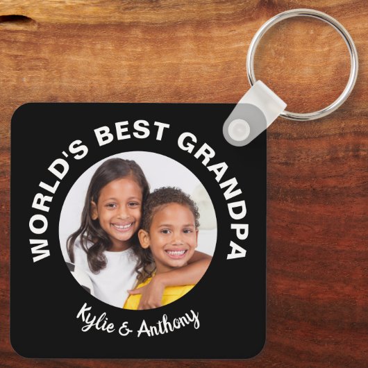 Best Grandpa Custom Photo Black Sleutelhanger (Achterkant)