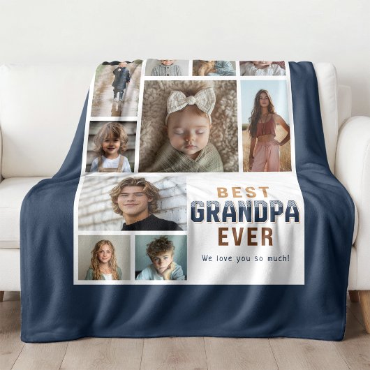 Best Grandpa Ever 10 Photo Collage  Fleece Deken