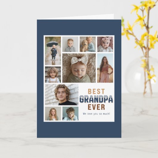 Best Grandpa Ever 10 Photo Collage  Kaart (Gele Bloem)