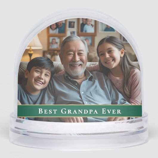Best Grandpa Ever 2-Photo Grandkids Christmas Gift Sneeuwbol (Voorkant)
