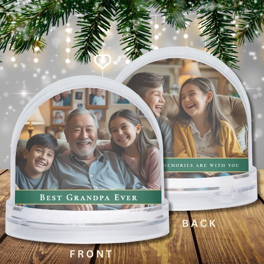 Best Grandpa Ever 2-Photo Grandkids Christmas Gift Sneeuwbol