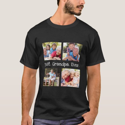 Best Grandpa Ever 4 Photo Collage Fun Keepslag T- T-shirt (Voorkant)