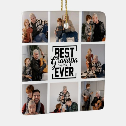 Best Grandpa Ever 8 Photo Collage Ceramic Ornament (Rechts)