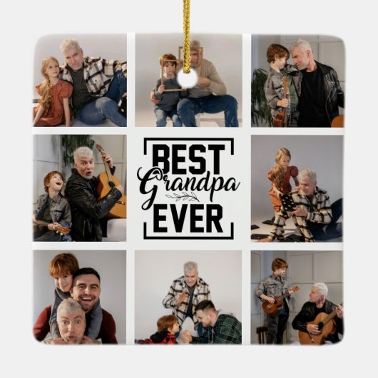 Best Grandpa Ever 8 Photo Collage Ceramic Ornament (Achterkant)