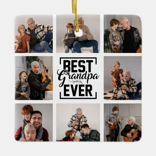 Best Grandpa Ever 8 Photo Collage Ceramic Ornament (Voorkant)