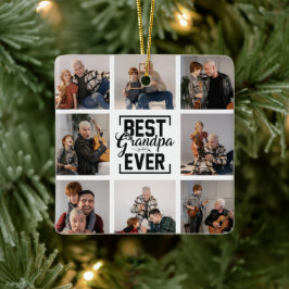 Best Grandpa Ever 8 Photo Collage Ceramic Ornament