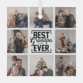 Best Grandpa Ever 8 Photo Collage Glass Ornament (Voorkant)