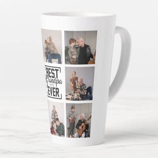 Best Grandpa Ever 8 Photo Collage Latte Mok (Rechterhoek)