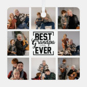 Best Grandpa Ever 8 Photo Collage Metal Ornament (Voorkant)