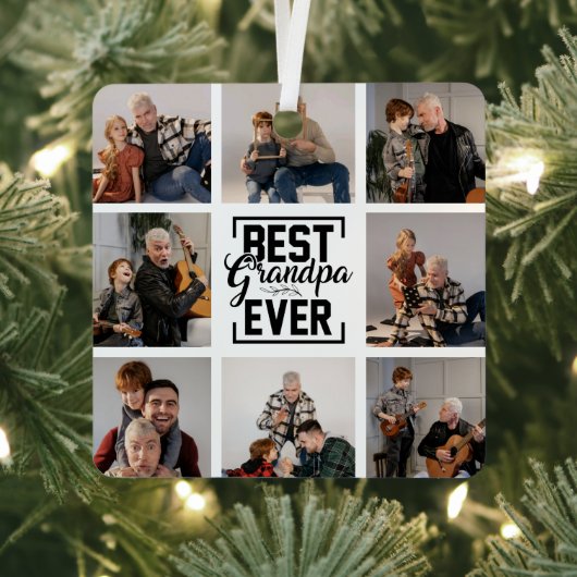 Best Grandpa Ever 8 Photo Collage Metal Ornament (Insitu)