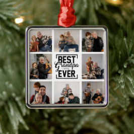 Best Grandpa Ever 8 Photo Collage Metal Ornament